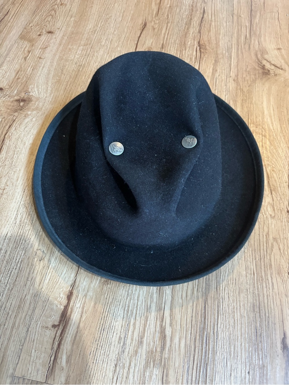 Kango Black Felt Wide Brim Hat with Metal Studs